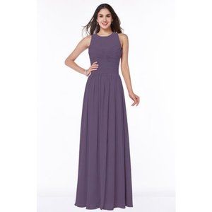 Eggplant Antique A-line Scoop Bridesmaid Dress